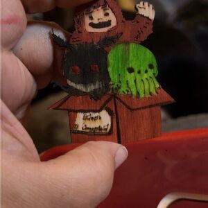 Handcrafted Wooden Monster Refrigerator Magnet